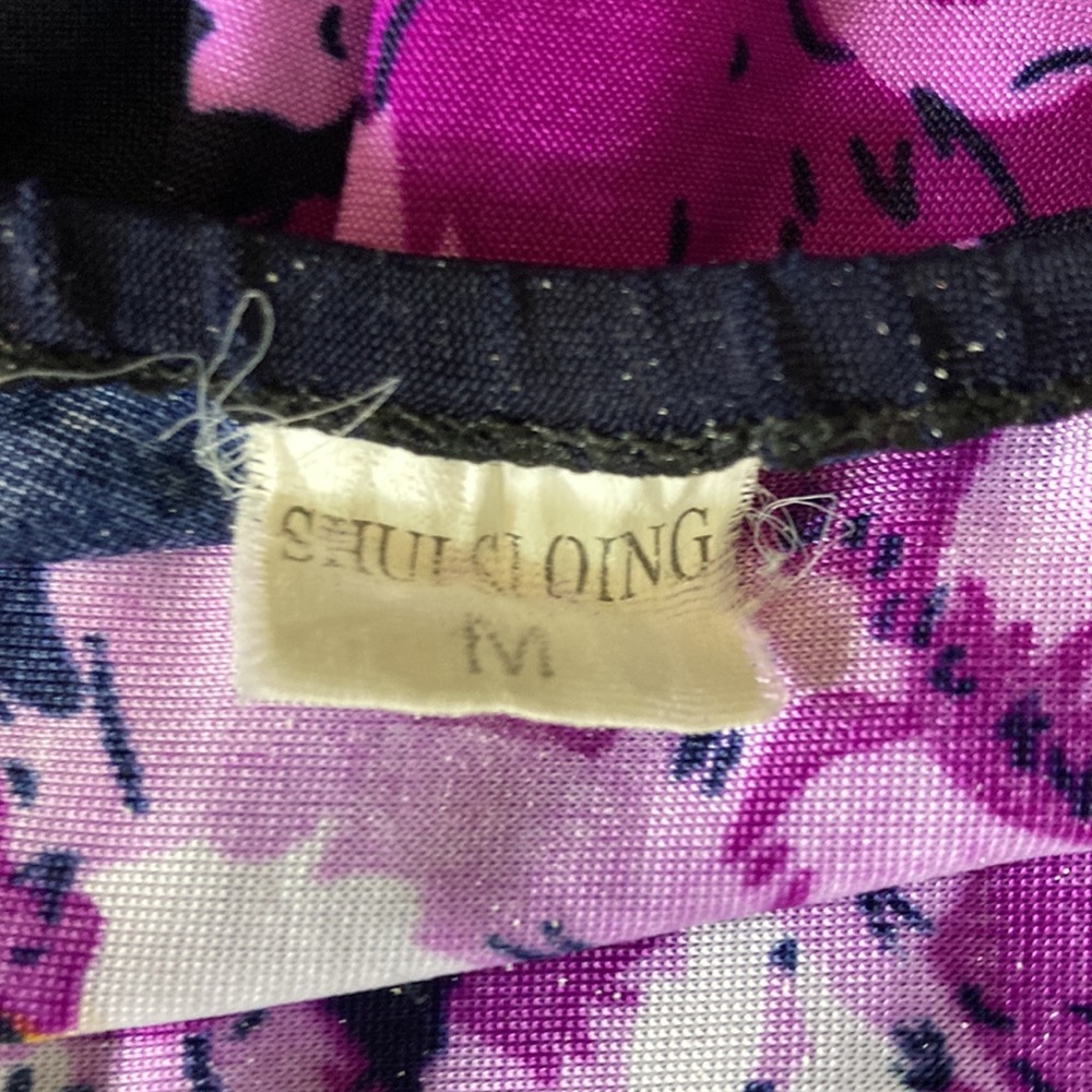 Plunge Neck Floral Tie Back Scalloped High Low Hem Line Dress Size M - Picture 9 of 10